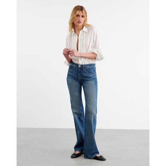 Nili Lotan Nathael Shirt Tunic Top Buttondown Ruffle Cotton Ivory XS NEW 283654 - Picture 4 of 11